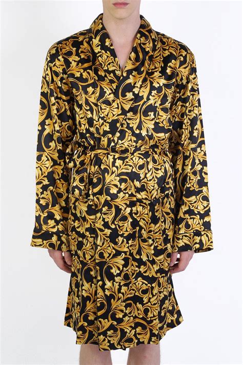 versace silk dressing gown gold|Versace dressing gowns for men.